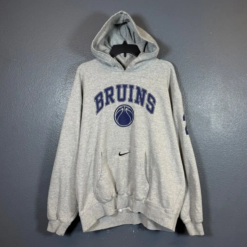 Nike Team XXL men gray Boston Bruins #25 hockey NHL center swoosh hoodie vintage